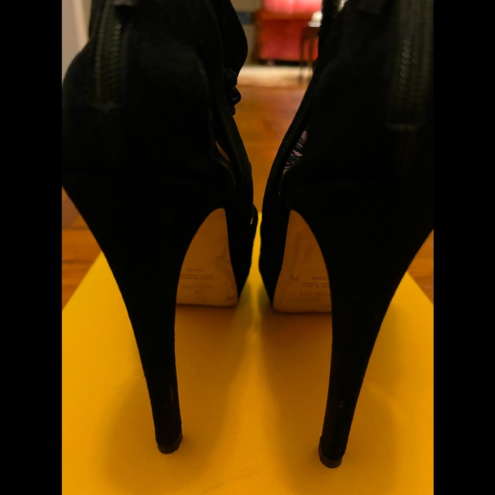 Black suede platform sandals